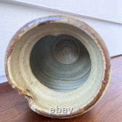 Vintage Samuel Azzaro Studio Pottery Vase Signed Sculptural Textured Ochre 8