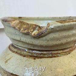 Vintage Samuel Azzaro Studio Pottery Vase Signed Sculptural Textured Ochre 8