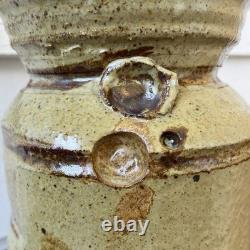 Vintage Samuel Azzaro Studio Pottery Vase Signed Sculptural Textured Ochre 8
