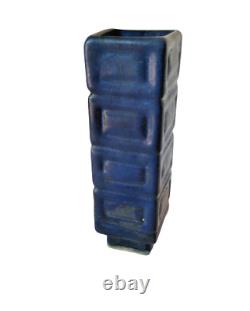 Vintage Scandinavian Traditional Stoneware Vase Blue Studio Art Ceramic Abstract