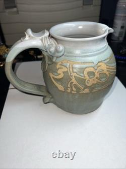 Vintage Schulps Studio Pottery Stoneware Pitcher 6.5in Jug Signed
