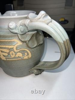Vintage Schulps Studio Pottery Stoneware Pitcher 6.5in Jug Signed