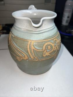 Vintage Schulps Studio Pottery Stoneware Pitcher 6.5in Jug Signed