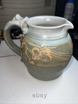 Vintage Schulps Studio Pottery Stoneware Pitcher 6.5in Jug Signed