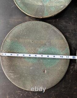 Vintage Set Of 4 Stoneware Studio Pottery Dinner Plates Mid Century Modern