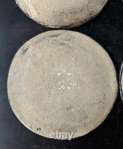 Vintage Set Of 4 Stoneware Studio Pottery Dinner Plates Mid Century Modern