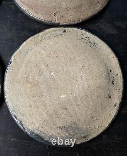 Vintage Set Of 4 Stoneware Studio Pottery Dinner Plates Mid Century Modern