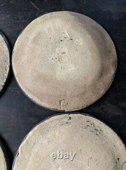 Vintage Set Of 4 Stoneware Studio Pottery Dinner Plates Mid Century Modern