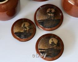 Vintage Set Of Three Studio Pottery Jars Containers Signed DH