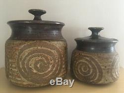 Vintage Set of Raymond Gallucci Contemporary Art Studio PA Pottery 2 Lidded Pot