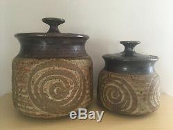 Vintage Set of Raymond Gallucci Contemporary Art Studio PA Pottery 2 Lidded Pot