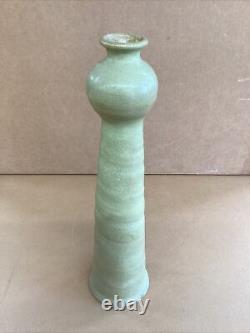 Vintage Signed Arti Aruba Studio Pottery Tall Green Vase