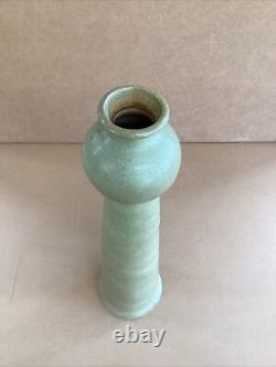 Vintage Signed Arti Aruba Studio Pottery Tall Green Vase