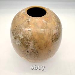 Vintage Signed Briscoe 1983 Crystalline Iridescent Glaze Orb Vase OOAK 7 3/4