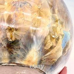 Vintage Signed Briscoe 1983 Crystalline Iridescent Glaze Orb Vase OOAK 7 3/4
