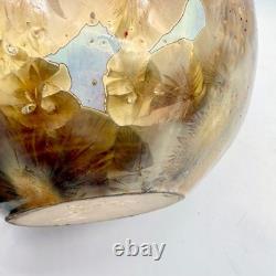 Vintage Signed Briscoe 1983 Crystalline Iridescent Glaze Orb Vase OOAK 7 3/4