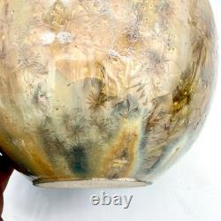 Vintage Signed Briscoe 1983 Crystalline Iridescent Glaze Orb Vase OOAK 7 3/4