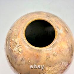 Vintage Signed Briscoe 1983 Crystalline Iridescent Glaze Orb Vase OOAK 7 3/4