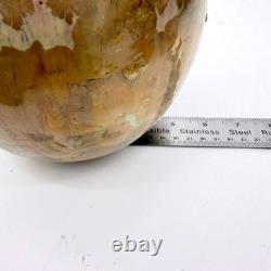 Vintage Signed Briscoe 1983 Crystalline Iridescent Glaze Orb Vase OOAK 7 3/4