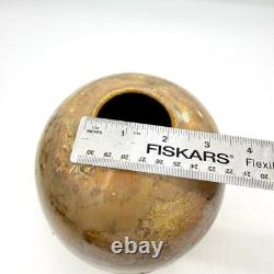 Vintage Signed Briscoe 1983 Crystalline Iridescent Glaze Orb Vase OOAK 7 3/4