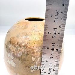 Vintage Signed Briscoe 1983 Crystalline Iridescent Glaze Orb Vase OOAK 7 3/4
