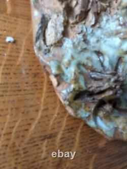 Vintage Signed Brutalist Texture Studio Pottery Wall Pocket Sculpture Planter