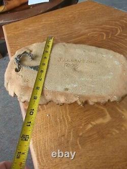 Vintage Signed Brutalist Texture Studio Pottery Wall Pocket Sculpture Planter