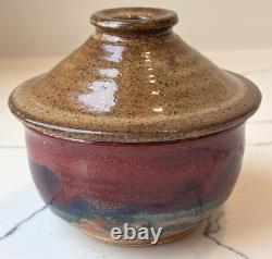 Vintage Signed Carl Sheehan Studio Art Pottery Two Piece Bowl w Lid Decor Gifts