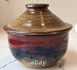 Vintage Signed Carl Sheehan Studio Art Pottery Two Piece Bowl w Lid Decor Gifts