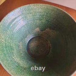 Vintage Signed Dorothy Staller Studio Pottery Pink Geraniums Bowl Syracuse NY