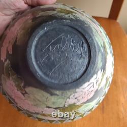Vintage Signed Dorothy Staller Studio Pottery Pink Geraniums Bowl Syracuse NY