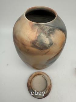 Vintage Signed Earth Tone Art Studio Pottery Vase Urn 10