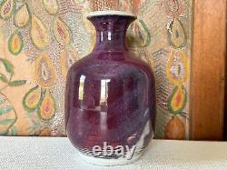 Vintage Signed Handmade Studio Art Purple Glazed Pottery Vase Gerry Williams