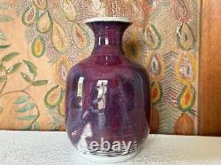 Vintage Signed Handmade Studio Art Purple Glazed Pottery Vase Gerry Williams