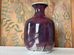 Vintage Signed Handmade Studio Art Purple Glazed Pottery Vase Gerry Williams