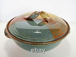 Vintage Signed Hanselmann Pottery 2 Quart Casserole Serving Dish Hand Made