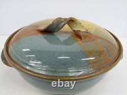 Vintage Signed Hanselmann Pottery 2 Quart Casserole Serving Dish Hand Made