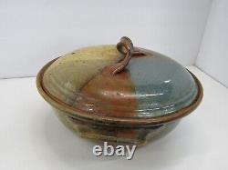 Vintage Signed Hanselmann Pottery 2 Quart Casserole Serving Dish Hand Made