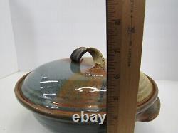Vintage Signed Hanselmann Pottery 2 Quart Casserole Serving Dish Hand Made