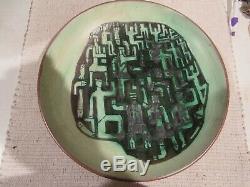 Vintage Signed Harlander Brooklin Art Studio Pottery Bowl Canada Fish People