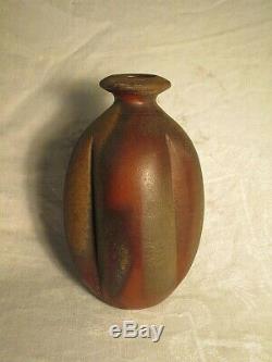 Vintage Signed Jack Troy Anagama Bottle Vase Studio Pottery Wood Fired