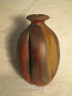 Vintage Signed Jack Troy Anagama Bottle Vase Studio Pottery Wood Fired