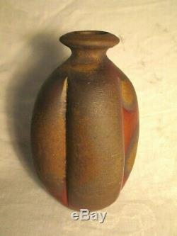 Vintage Signed Jack Troy Anagama Bottle Vase Studio Pottery Wood Fired