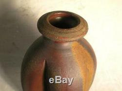 Vintage Signed Jack Troy Anagama Bottle Vase Studio Pottery Wood Fired