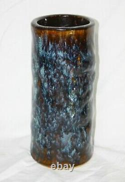 Vintage Signed Japanese Studio Stoneware Ceramic Vase- Blue Drip Glaze