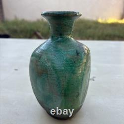 Vintage Signed LG /CG Studio Art Pottery Green Glaze Bulbous Vase 7 Flared Rim Vintage Signed LG /CG Studio Art Pottery Green Glaze Bulbous Vase 7 Flared Rim