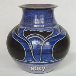Vintage Signed Larry Allen 1989 Art Nouveau Style Studio Pottery Vase 7.75