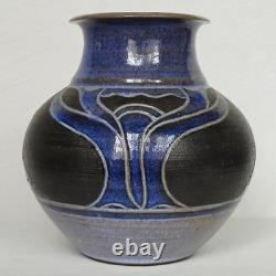 Vintage Signed Larry Allen 1989 Art Nouveau Style Studio Pottery Vase 7.75