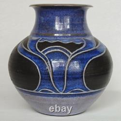 Vintage Signed Larry Allen 1989 Art Nouveau Style Studio Pottery Vase 7.75