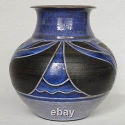 Vintage Signed Larry Allen 1989 Art Nouveau Style Studio Pottery Vase 7.75